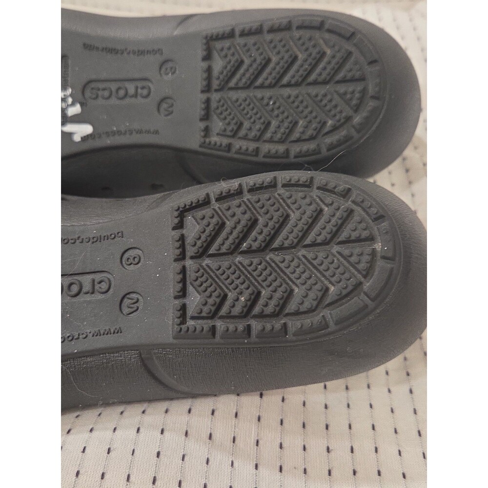 Crocs Cap Toe Flat 12300 Black Patent Shiny Ballet Flats Women's Size 8 NEW - Picture 9 of 10